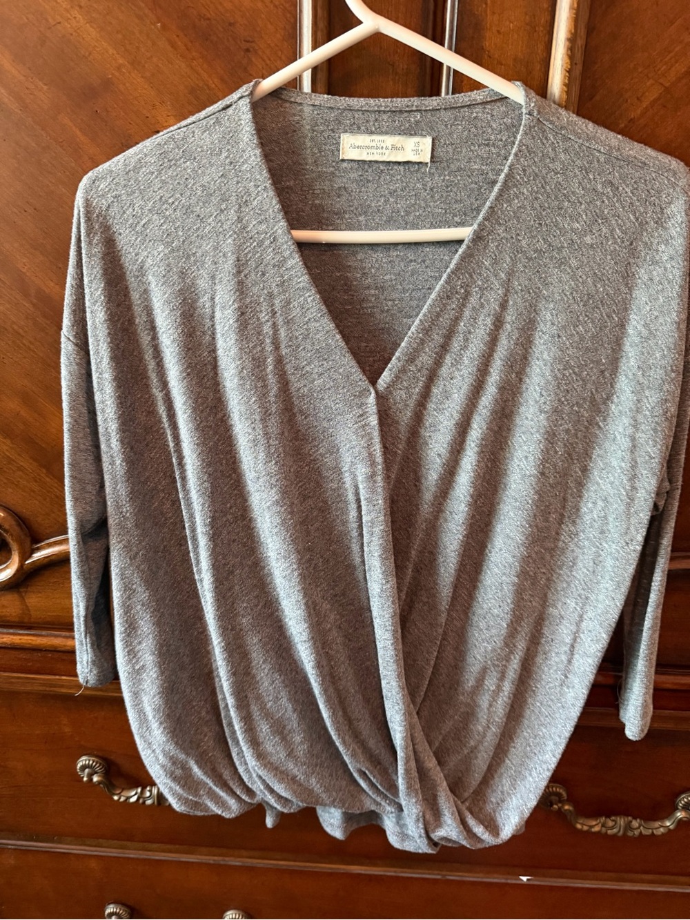 Abercrombie & Fitch Women's Gray Wrap-Front top